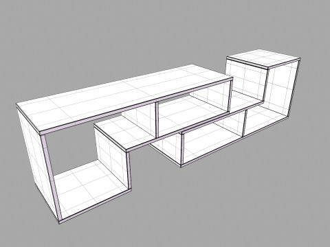 Grey Wooden Rack 3D Model