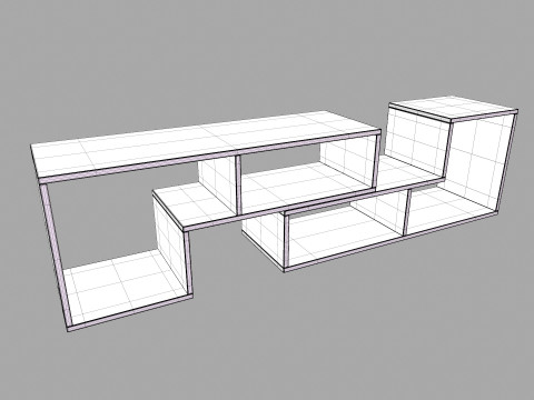 Grey Wooden Rack 3D Model