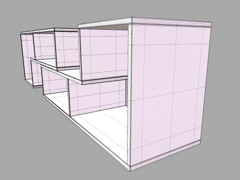 Grey Wooden Rack 3D Model