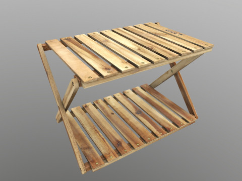Rack de madeira dobr&aacute;vel baixo poli Modelo 3D