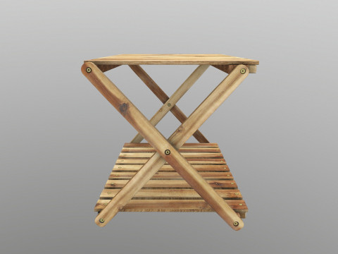 Rack de madeira dobr&aacute;vel baixo poli Modelo 3D