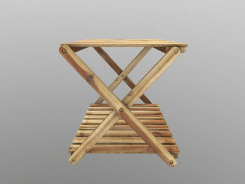 Foldable Wooden Rack Low-poly 3D Model