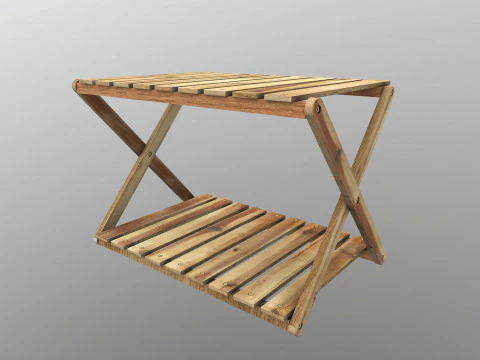 Foldable Wooden Rack Low-poly 3D Model