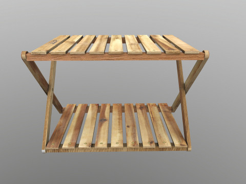 Rack de madeira dobr&aacute;vel baixo poli Modelo 3D