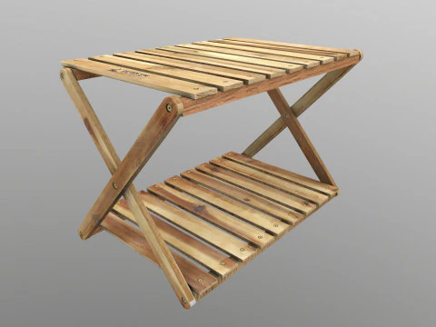 Foldable Wooden Rack Low-poly 3D Model