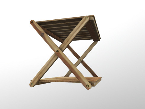 Rack de madeira dobr&aacute;vel baixo poli Modelo 3D