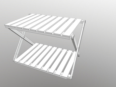 Rack de madeira dobr&aacute;vel baixo poli Modelo 3D