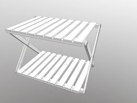 Foldable Wooden Rack Low-poly 3D Model