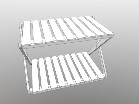 Rack de madeira dobr&aacute;vel baixo poli Modelo 3D
