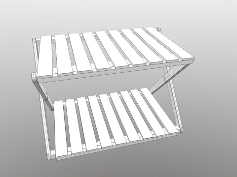 Foldable Wooden Rack Low-poly 3D Model