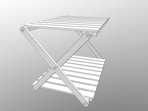 Rack de madeira dobr&aacute;vel baixo poli Modelo 3D