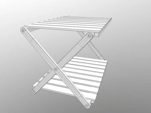 Foldable Wooden Rack Low-poly 3D Model