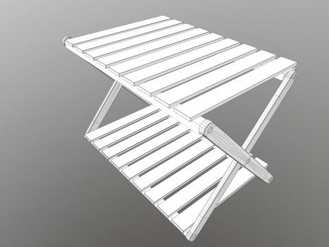 Rack de madeira dobr&aacute;vel baixo poli Modelo 3D