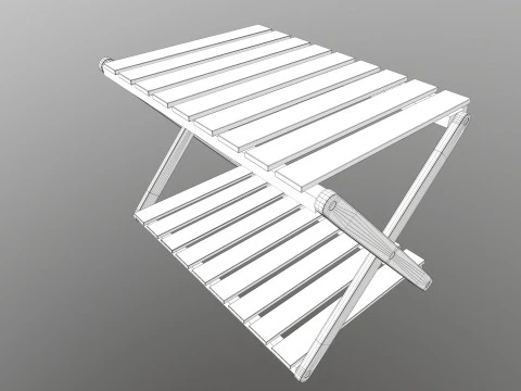 Foldable Wooden Rack Low-poly 3D Model
