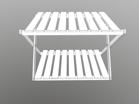 Rack de madeira dobr&aacute;vel baixo poli Modelo 3D