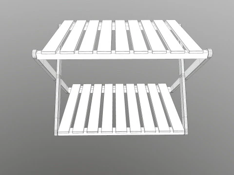 Foldable Wooden Rack Low-poly 3D Model