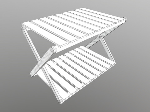 Rack de madeira dobr&aacute;vel baixo poli Modelo 3D