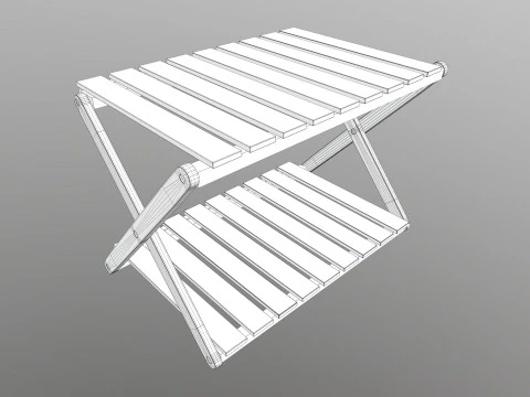 Foldable Wooden Rack Low-poly 3D Model