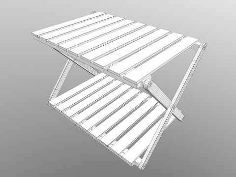 Rack de madeira dobr&aacute;vel baixo poli Modelo 3D