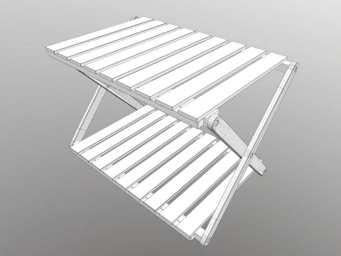Foldable Wooden Rack Low-poly 3D Model