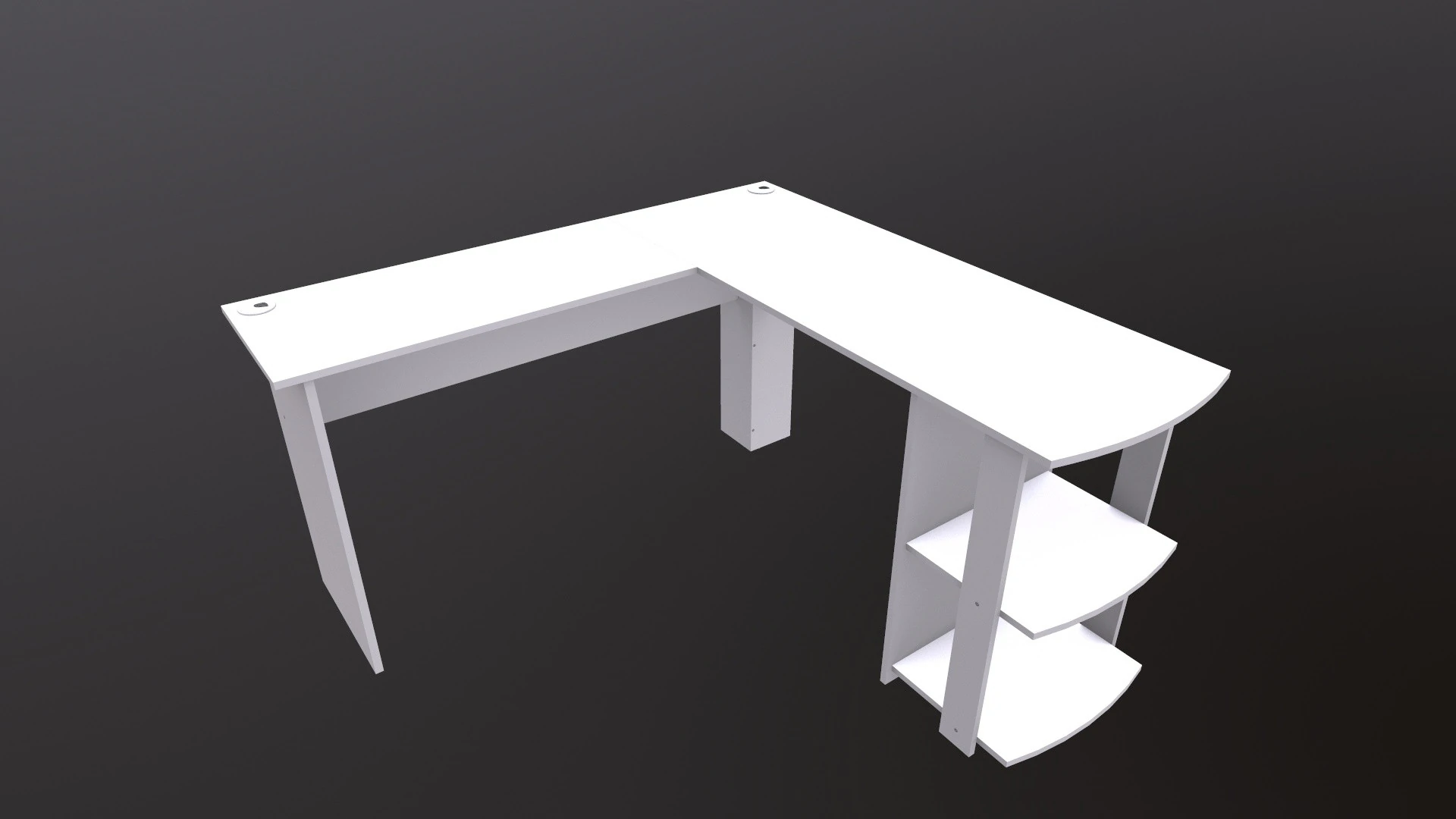 L shape Straight computer desk 3D Model .c4d .max .obj .3ds .fbx .stl .blend
