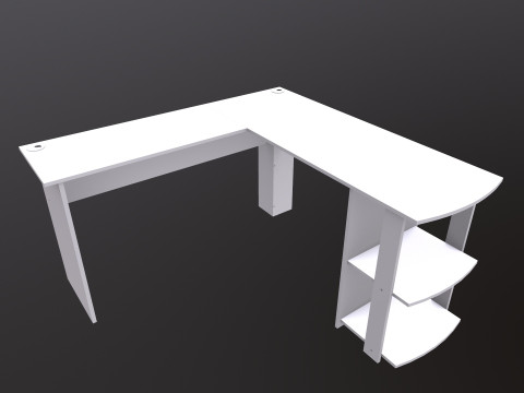 Г-образний прямий комп'ютерний стіл 3D Модель