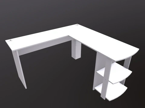 Gerader Computertisch in L-Form 3D Modell