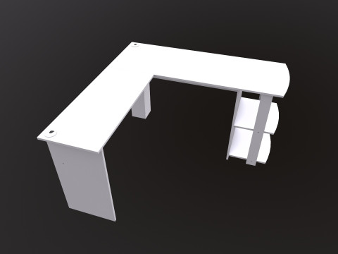 L şekli D&uuml;z bilgisayar masası 3D Model