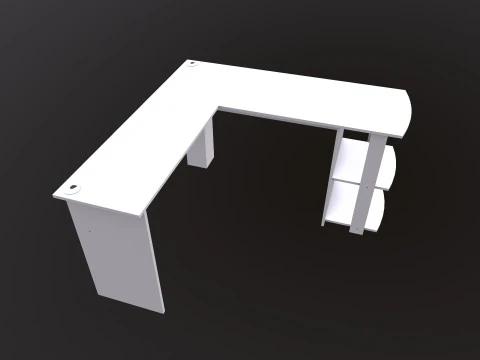 L shape Straight computer desk 3D Model