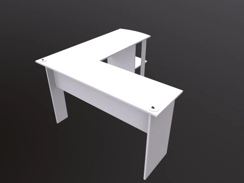 L shape Straight computer desk 3D Model