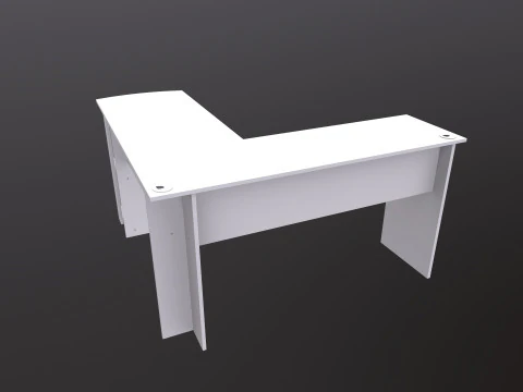 L shape Straight computer desk 3D Model