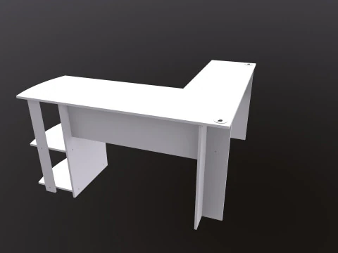 L shape Straight computer desk 3D Model