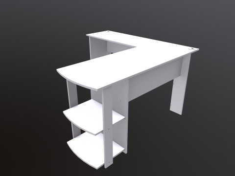 L şekli D&uuml;z bilgisayar masası 3D Model
