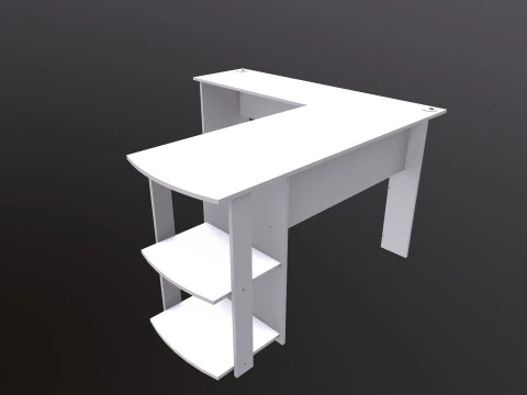 L shape Straight computer desk 3D Model