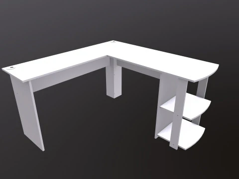 L shape Straight computer desk 3D Model