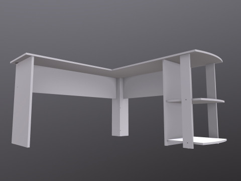 L şekli D&uuml;z bilgisayar masası 3D Model