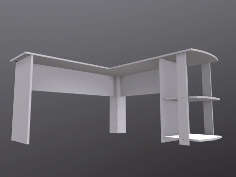 L shape Straight computer desk 3D Model
