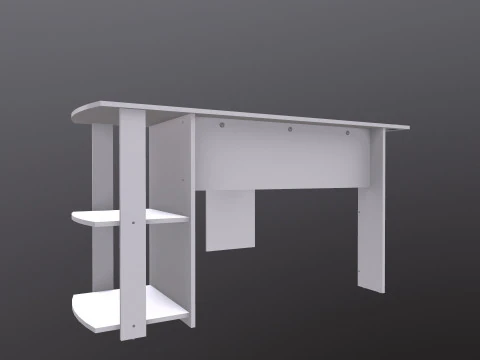 L shape Straight computer desk 3D Model
