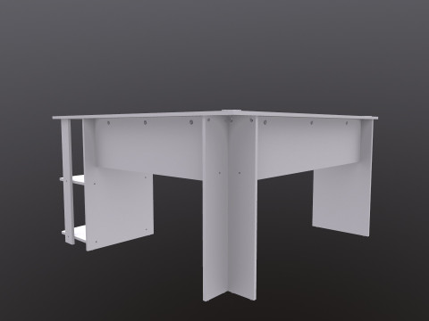 L şekli D&uuml;z bilgisayar masası 3D Model