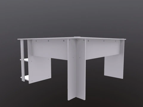 L shape Straight computer desk 3D Model