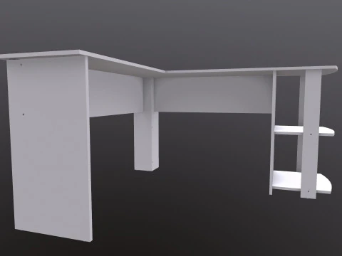 L shape Straight computer desk 3D Model