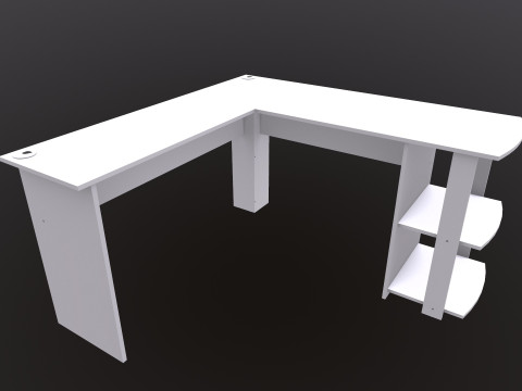 L şekli D&uuml;z bilgisayar masası 3D Model