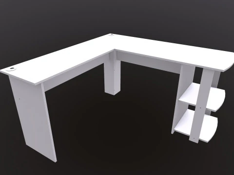 L shape Straight computer desk 3D Model