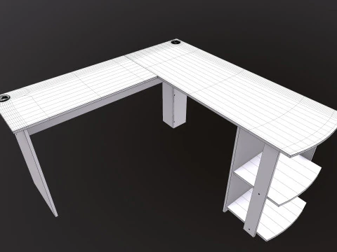 L shape Straight computer desk 3D Model