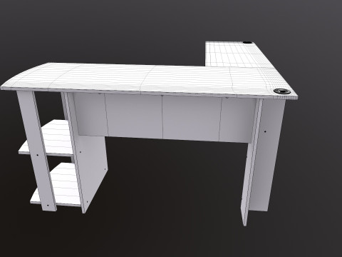 L şekli D&uuml;z bilgisayar masası 3D Model