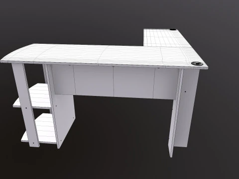 L shape Straight computer desk 3D Model