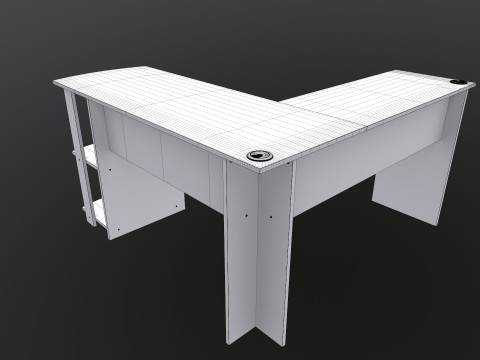 L şekli D&uuml;z bilgisayar masası 3D Model