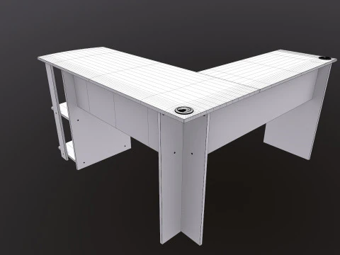 L shape Straight computer desk 3D Model