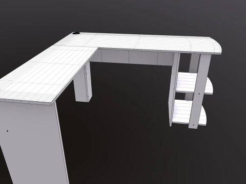 L shape Straight computer desk 3D Model
