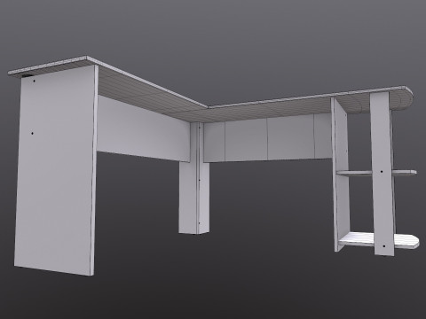L şekli D&uuml;z bilgisayar masası 3D Model
